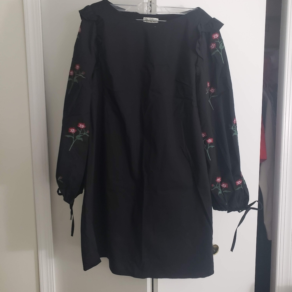 Miss Selfridge Long Sleeve Embroidered Shift Dress